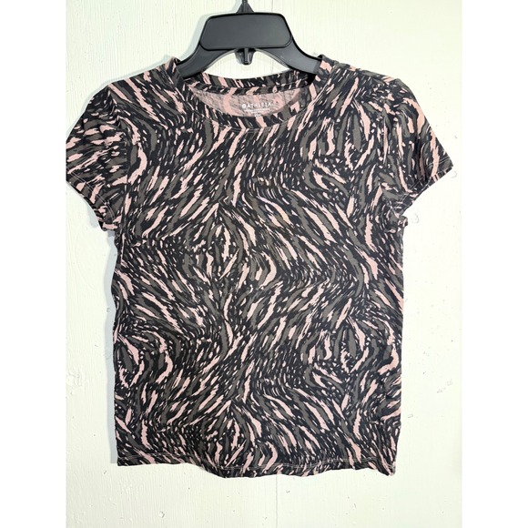 Athleta Tops - Athleta Pink Grey Abstract Zebra Print Cotton Crewneck T-Shirt XXS RN 54023